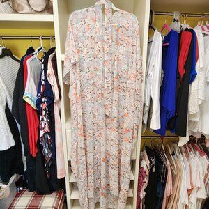 Peach Pulti-color Floral-ish Beach Cover-up/robe